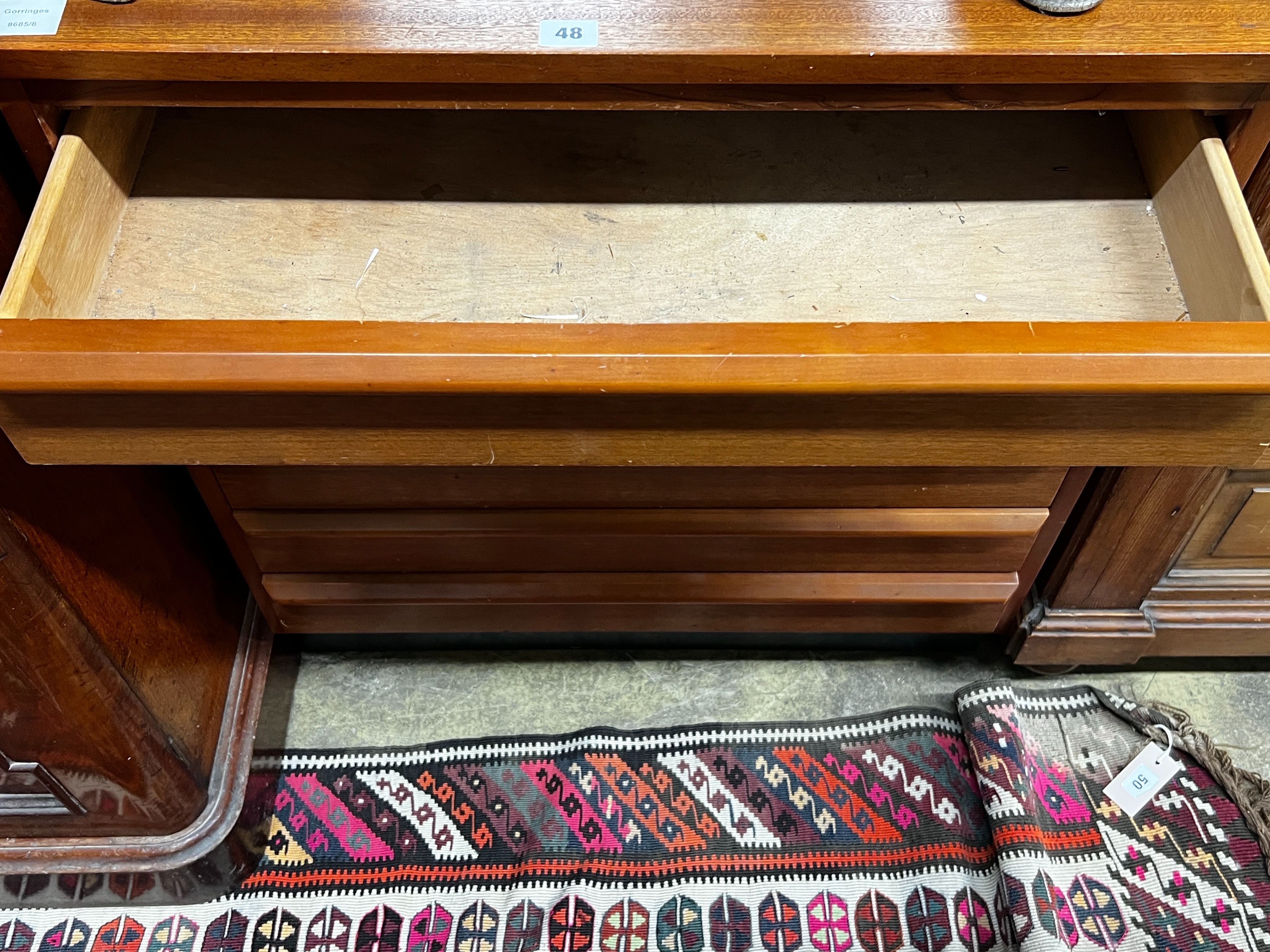 A mid century teak six drawer chest, width 72cm, depth 49cm, height 79cm